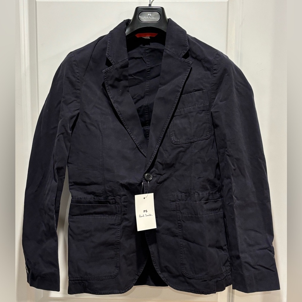 NWT Paul Smith Jacket XS Blue Men's Navy Blazer Casual 2-Button Cotton Summer
